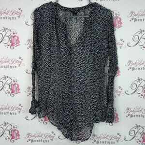 Lucky Brand Black and White Patterned Blouse
